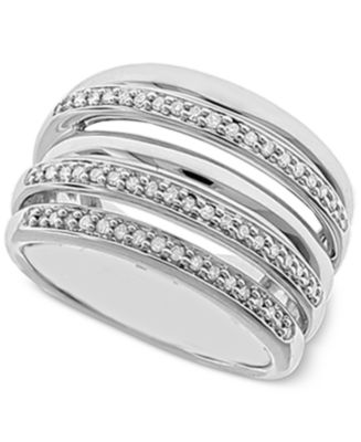 Macy's - Diamond Multi-Layer Statement Ring (1/4 ct. t.w.) in Sterling Silver