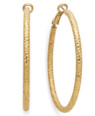 I.N.C. International Concepts - Medium Textured Hoop Earrings, 2"