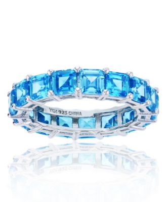 Macy's - Blue Princess Cut Cubic Zirconia Eternity Band in Rhodium Plated Sterling Silver