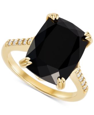 Macy's - Onyx (7-1/2 ct. t.w.) and Cubic Zirconia Statement Ring in 14k Gold-Plated Sterling Silver