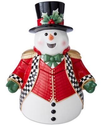 Spode - Christmas Tree Black and White Snowman Cookie Jar