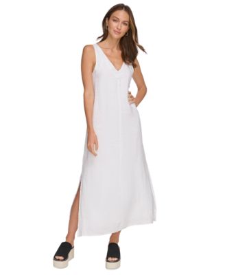 DKNY - Linen V-Neck Maxi Dress