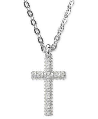 Swarovski - Silver-Tone Insigne Crystal Cross Pendant Necklace