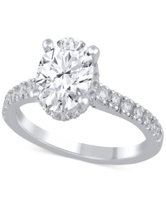 Badgley Mischka - Certified Lab Grown Diamond Oval Engagement Ring (2-1/2 ct. t.w.) in 14k Gold