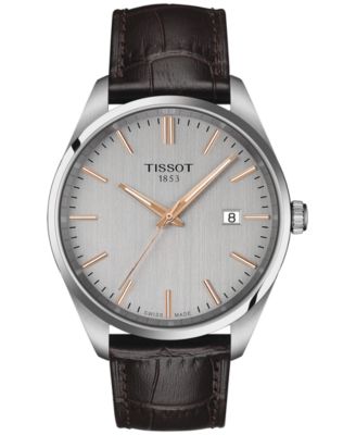 Tissot - Men's Swiss PR 100 Brown Leather Strap Watch 40mm
