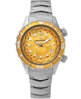Abingdon Co. - Women's Marina Diver's Multifunctional Titanium Bracelet & White Silicone Strap Watch 40mm