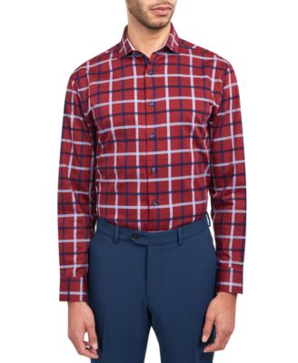 MICHELSONS OF LONDON - Men's Regular-Fit Windowpane Check Dress Shirt