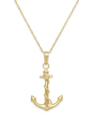 Macy's - Men's Anchor Pendant Necklace in 10k Gold