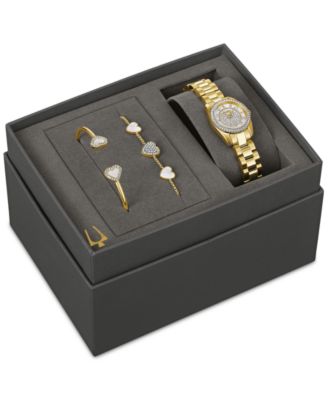 Bulova - Women's Classic Crystal Gold-Tone Stainless Steel Bracelet Watch 24mm Gift Set