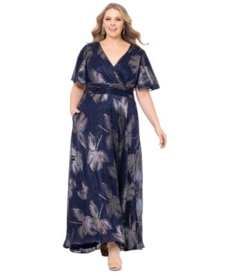 Betsy & Adam - Plus Size Metallic-Print A-Line Dress
