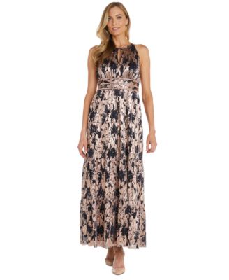 R & M Richards - Women's Foil Printed Tiered Halter Dress