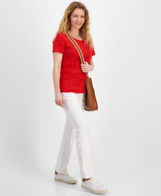 Style & Co - Petite Cotton Scoop-Neck Short-Sleeve Top
