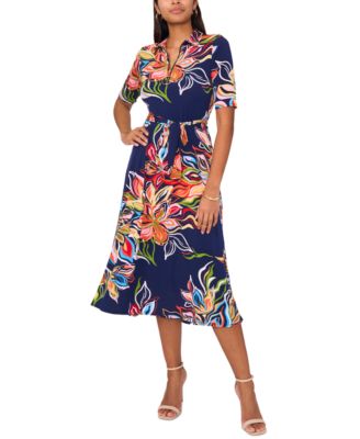 MSK - Women's Floral-Print Midi Dress