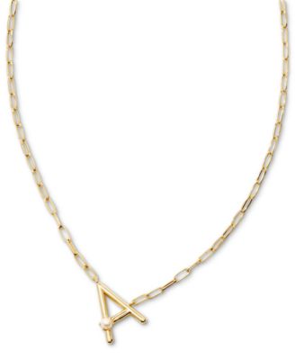Kendra Scott - Gold-Tone Cultured Freshwater Pearl Initial Necklace