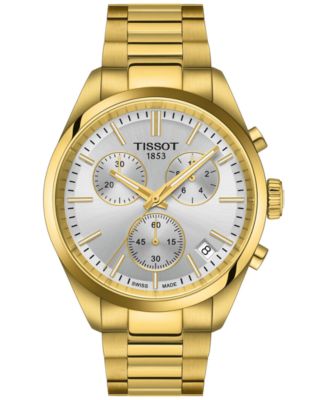 Tissot - Men's Swiss Chronograph PR 100 Gold-Tone Stainless Steel Bracelet Watch 40mm