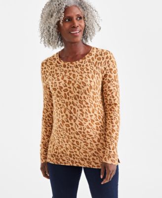 Style & Co - Petite Animal-Print Sweater
