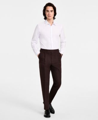 Calvin Klein - Men's Slim-Fit Linen-Blend Dress Pants