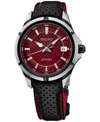 Seiko - Men's Coutura Black Leather Strap Watch 41mm