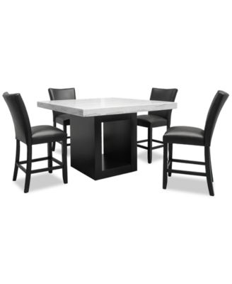 Furniture - Kellet 5 Pc. Square Marble Dining Set (Counter Height Table & 4 Chairs)