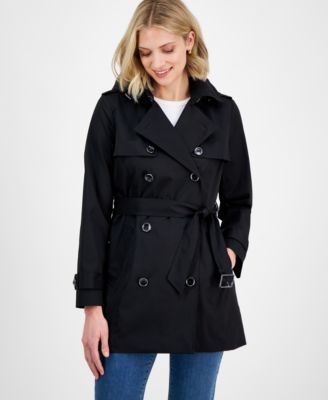 Michael Kors - Petite Short Double-Breasted Belted Trench Coat