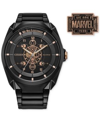 Citizen - Men's Marvel Legends 85th Anniversary Black-Tone Stainless Steel Bracelet Watch 43mm Boxed Set