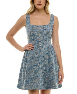Taylor - Women's Boucl&eacute; Square-Neck Sleeveless Dress