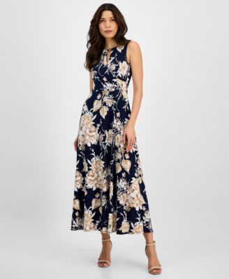 Sandra Darren - Women's Floral-Print Keyhole Maxi Dress