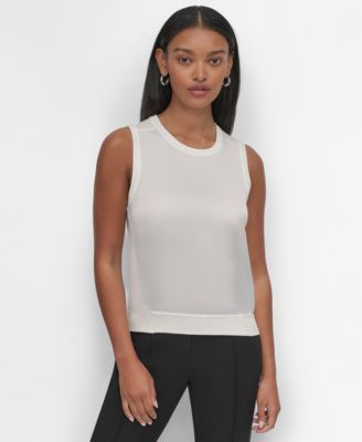 DKNY - Petite Mixed-Media Sleeveless Sweater