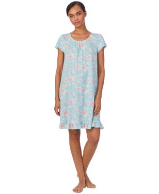Lauren Ralph Lauren - Women's Double-Flutter-Sleeve Keyhole-Neck Nightgown