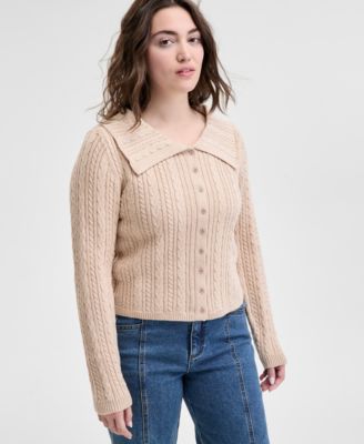 And Now This - Petite Cable-Knit Button-Front Cardigan, Exclusively at Macy's