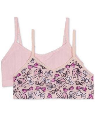 Maidenform - Big Girls Seamless Ruched Crop Bras, Pack of 2