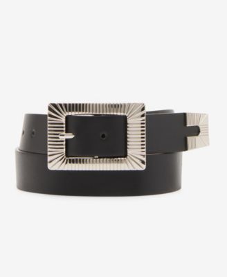 Steve Madden - Women's Ridge-Pattern Faux-Leather Belt