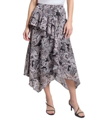 Jones New York - Women's Paisley-Print Bias-Cut Midi Skirt