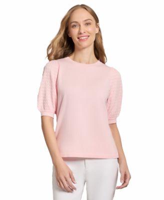 Jones New York - Women's Puff-Sleeve Crewneck Top