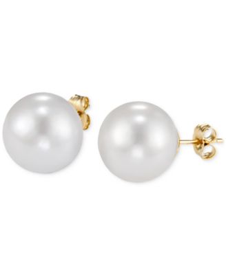 Macy's - Cultured Freshwater Pearl (12-13mm) Stud Earrings in 14k Yellow Gold