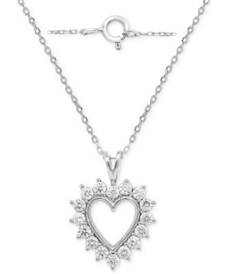 Forever Grown Diamonds - Lab-Grown Diamond Heart 18" Pendant Necklace (1 ct. t.w.) in Sterling Silver