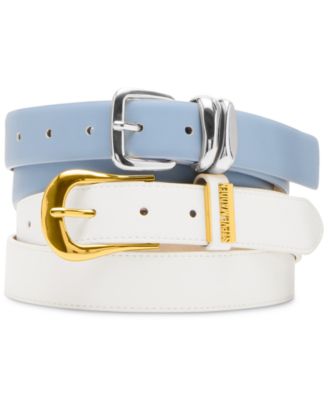 Steve Madden - Curvy Topstitch Textured & Sculptural Keeper Glazed Belt Set