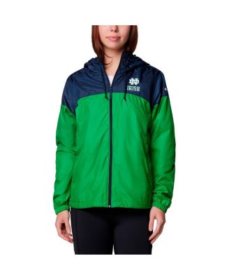 Columbia - Women's Navy/Green Notre Dame Fighting Irish Flash Forward Full-Zip Hoodie Windbreaker Jacket