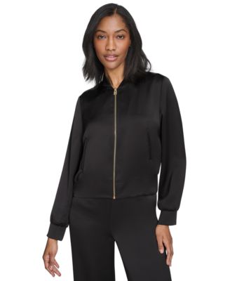 Halston - Women's Band-Collar Zip-Front Jacket