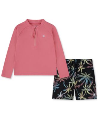 Hurley - Toddler Boys Rash Guard Top & Swim Shorts, 2 Piece Set