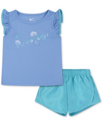 Nike - Toddler Girls Ruffled-Sleeve Logo Graphic T-Shirt & Shorts, 2 Piece Set