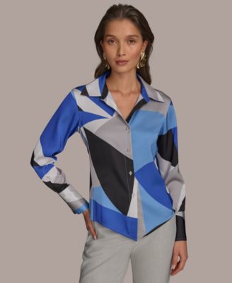 Donna Karan New York - Women's V-Hem Collared Blouse