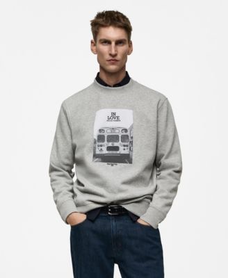 MANGO - Men's Graphic-Print Cotton Sweatshirt