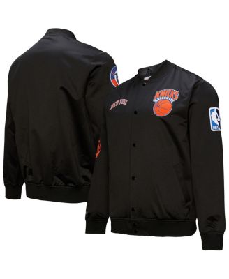 Mitchell & Ness - Men's Black New York Knicks Hardwood Classics Blackout Collection Satin Full-Zip Jacket