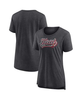 Fanatics - Women's  Heather Charcoal Miami Heat League Leader Tri-Blend T-Shirt
