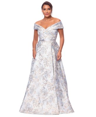 XSCAPE - Petite Off-The-Shoulder Metallic Jacquard Gown
