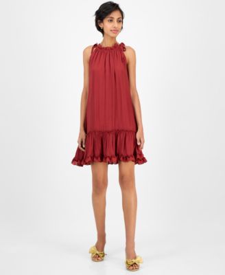 Robbie Bee - Women's Tiered-Ruffle-Trim A-Line Sleeveless Dress
