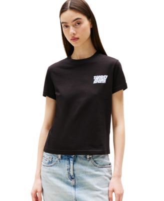 Tommy Jeans - Women's Cotton Regular-Fit Bubble Logo Tee