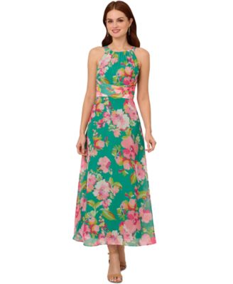 Adrianna Papell - Women's Floral-Print Halter Maxi Dress