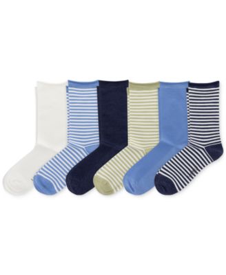 Lauren Ralph Lauren - Women's 6-Pk. Striped Roll-Top Socks
